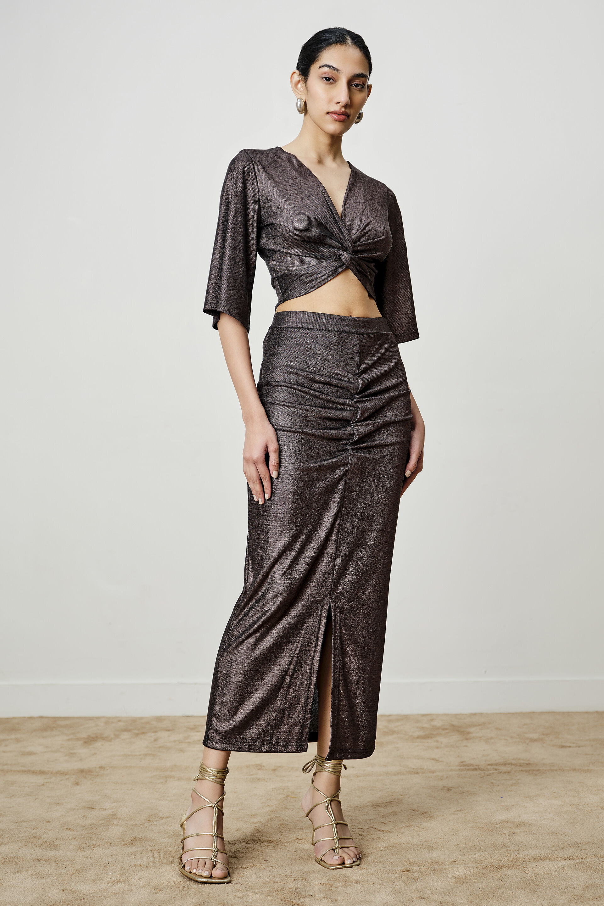 Panther Black Knitted Skirt Set, Black, image 4